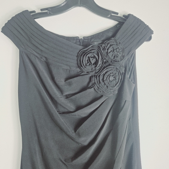 Adrianna Papell Black Cocktail Knee Length Sleeveless Pleated Dress - Picture 2 of 7